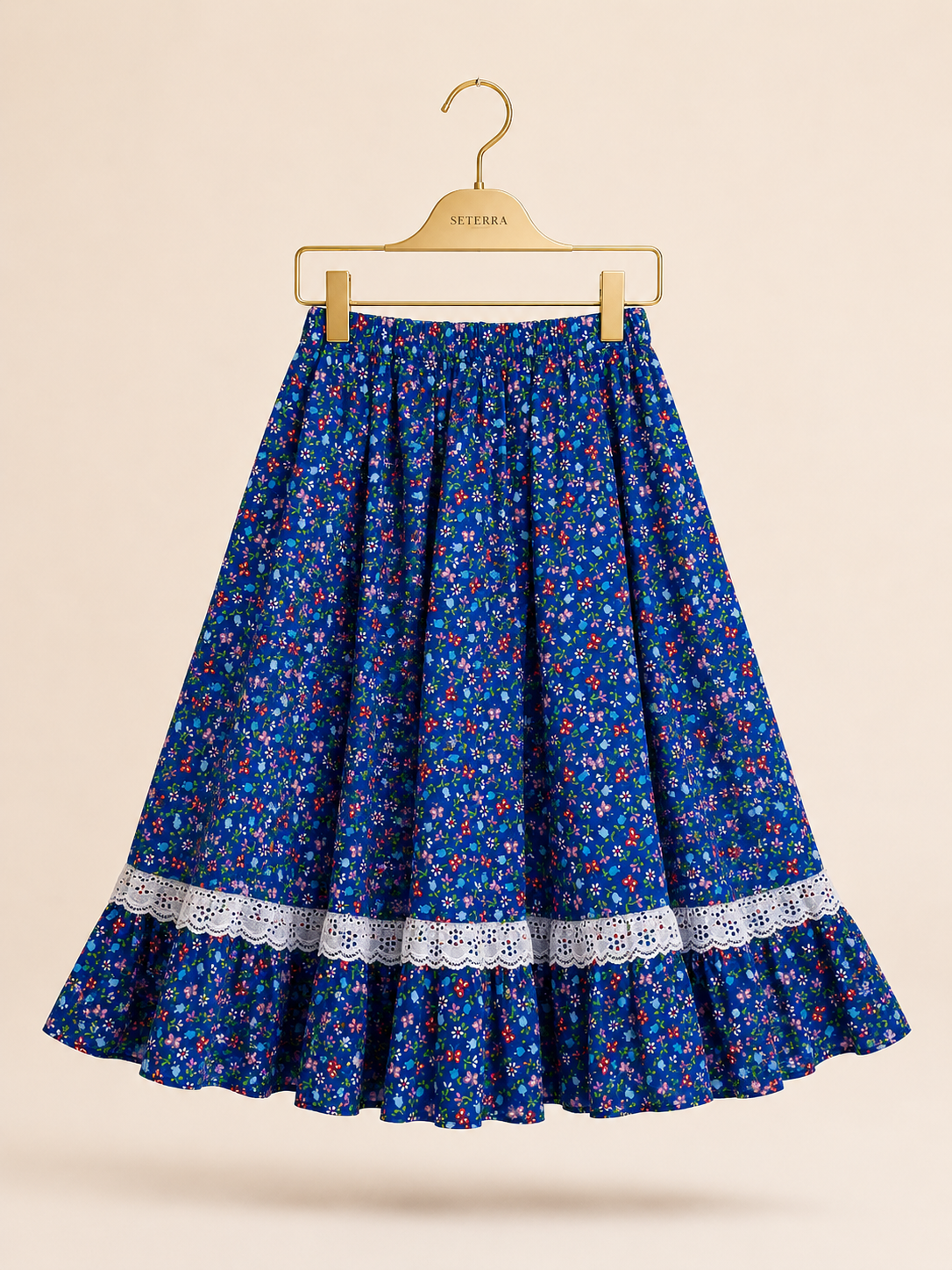 | Coming Soon | Vintage Prairie Floral Skirt with Lace Trim