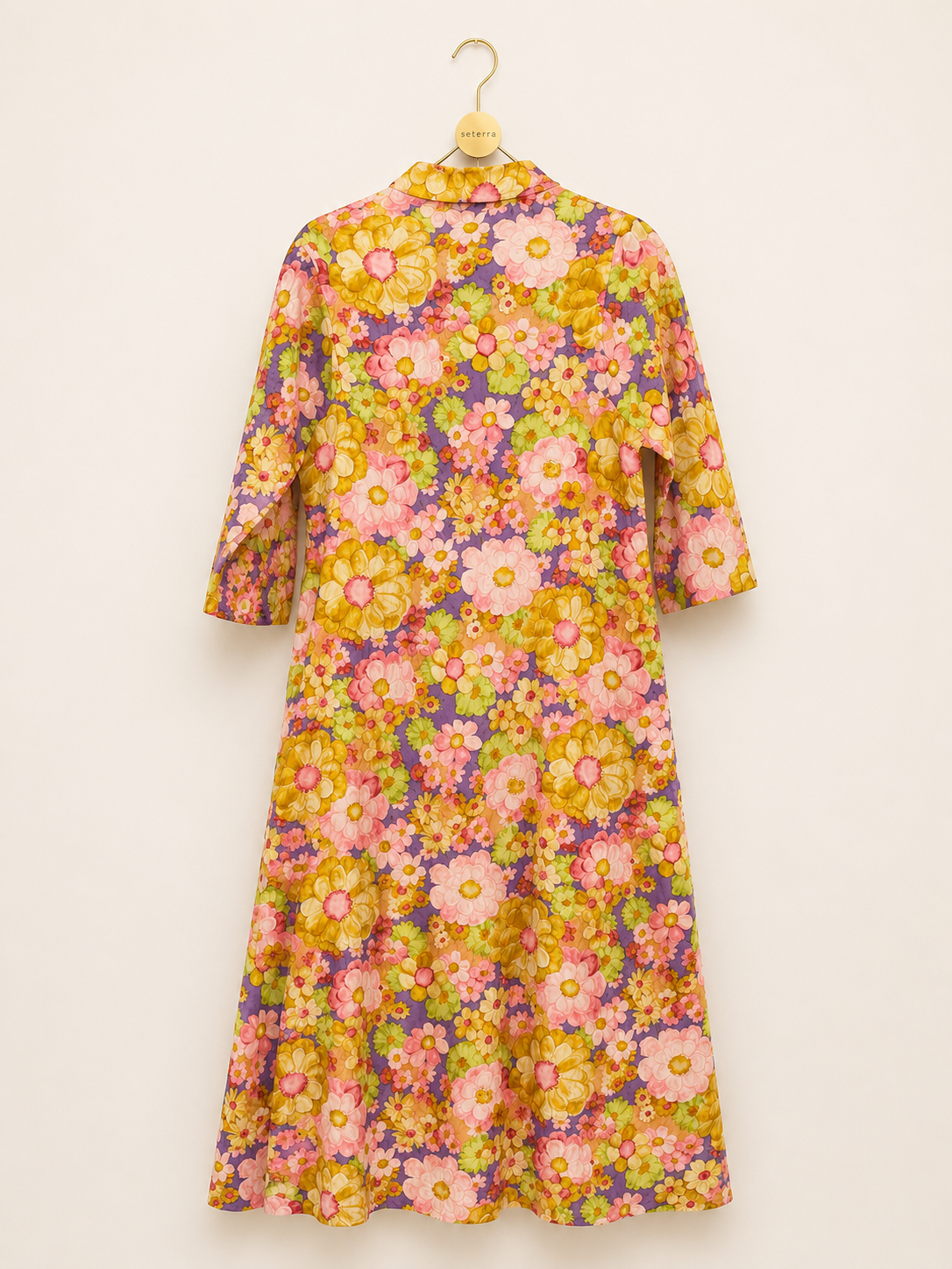 Vintage 1960s/70s Stella Paqin Psychedelic Floral Shift Dress – Bold Mod Garden Print