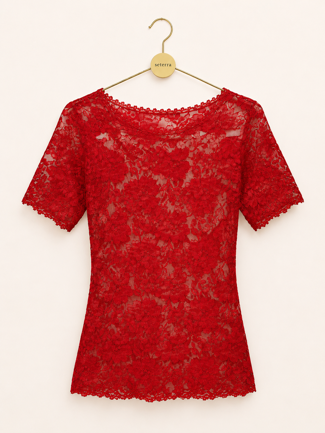 Vintage Y2K De La Rose Scarlet Floral Lace Top – Deadstock Sheer Romantic Blouse