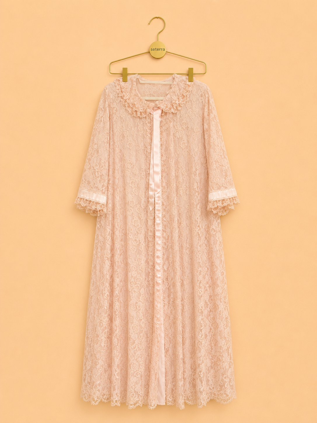 Vintage Odette Barsa Pink Lace Peignoir Set | 1960s 70s Deadstock Lingerie |