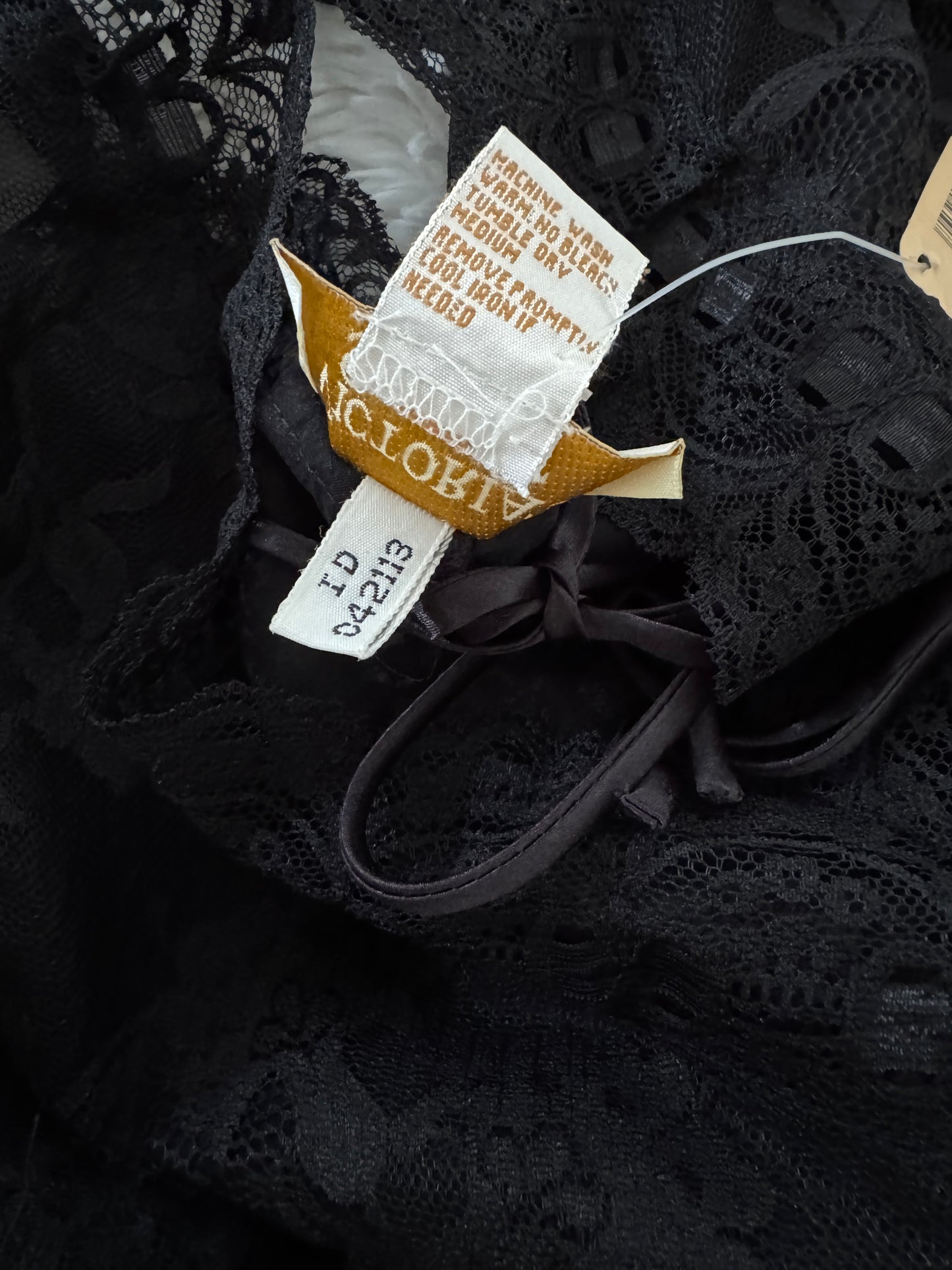 Vintage Victoria’s Secret Black Lace Satin Teddy Bodysuit - Deadstock NWT; Size Large