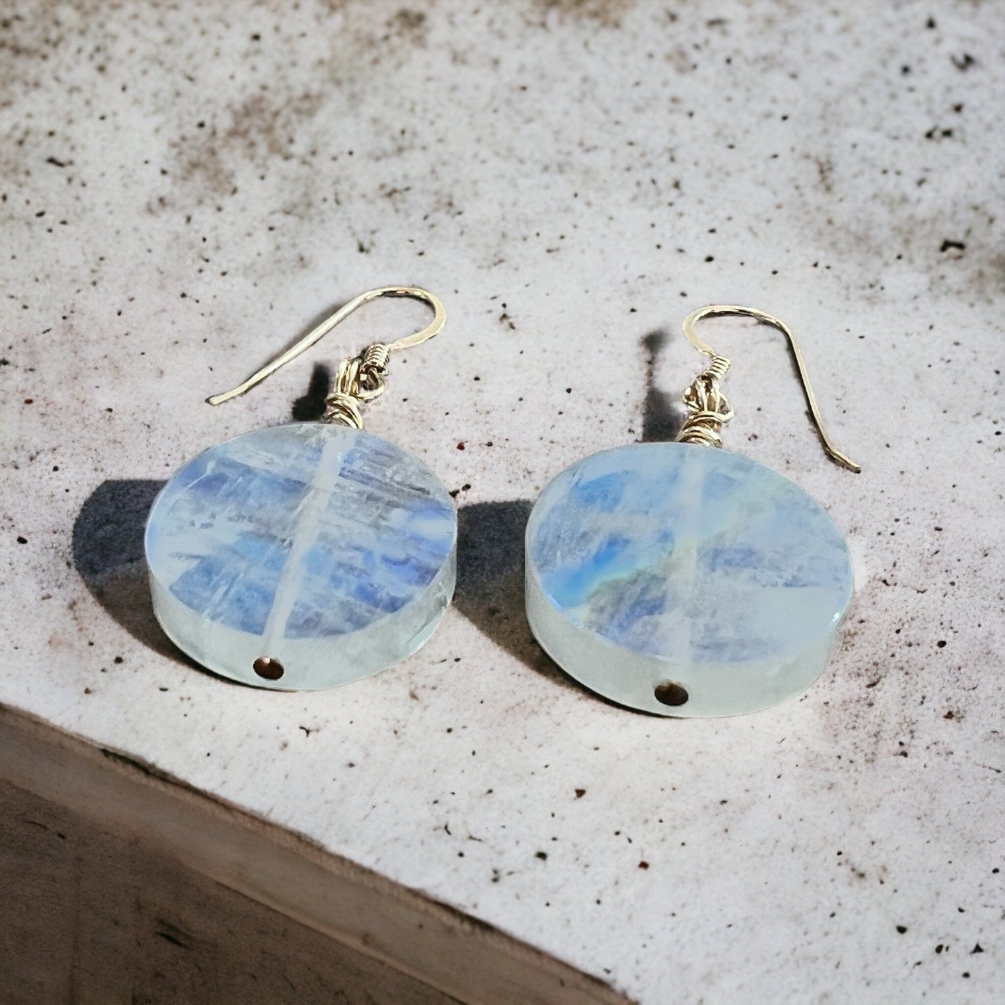 14k Gold-Filled Moonstone Disc Earrings