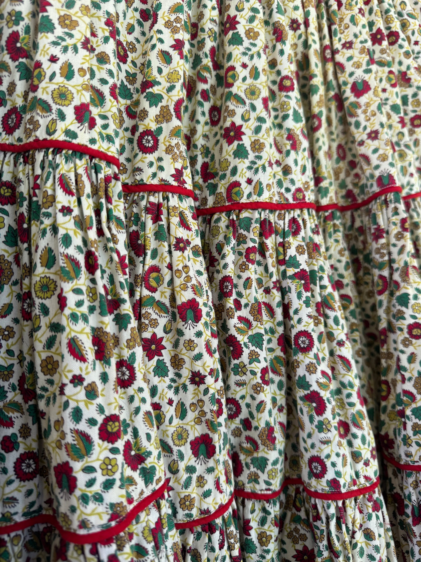 Vintage Prairie Floral Tiered Maxi Skirt |1970s|