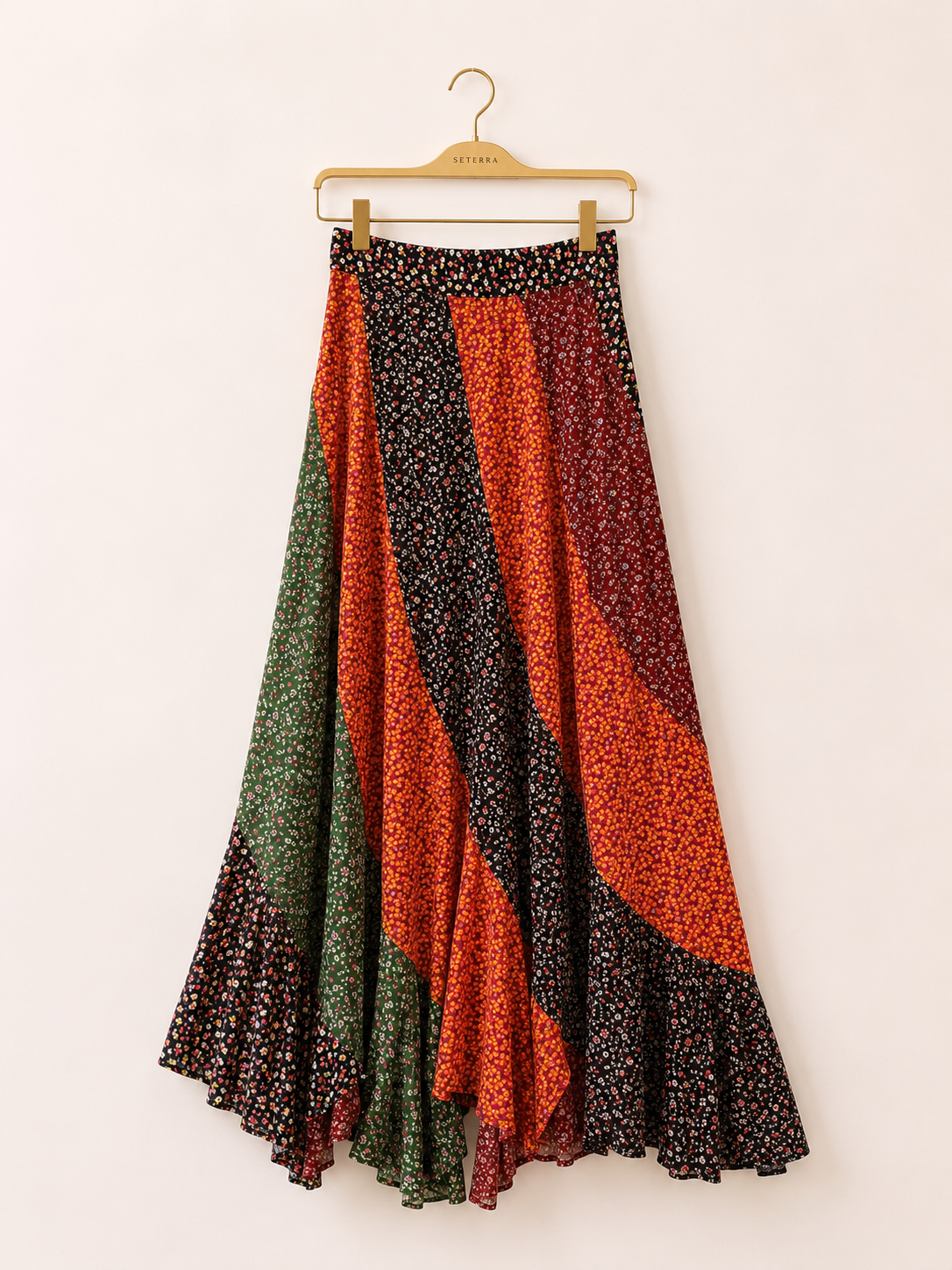 Vintage Patchwork Prairie Maxi Skirt