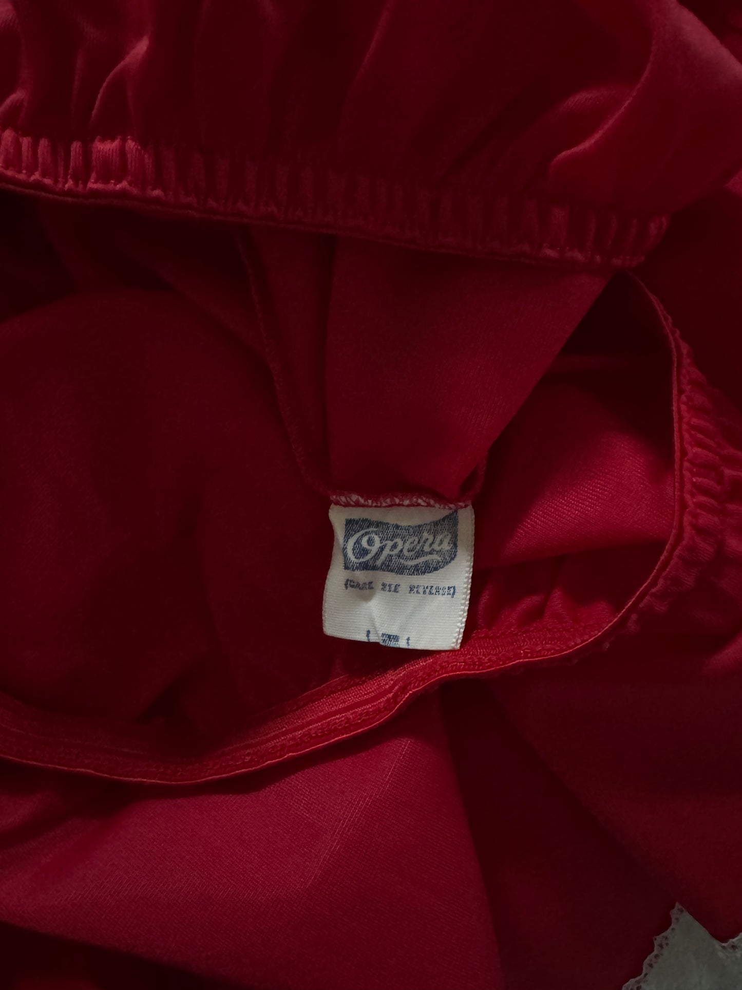 Vintage Opera Cherry Red Half Slip with White Lace Hem - Made in USA