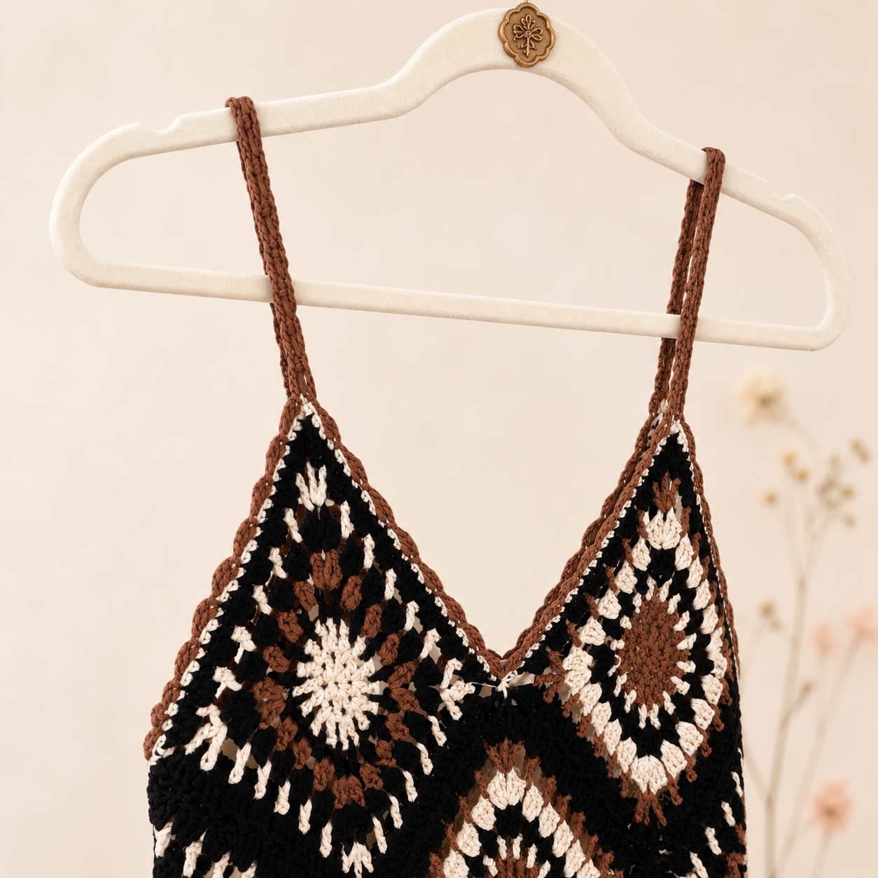 Elan Crochet Granny Square Maxi Dress | Boho Festival Knit Dress