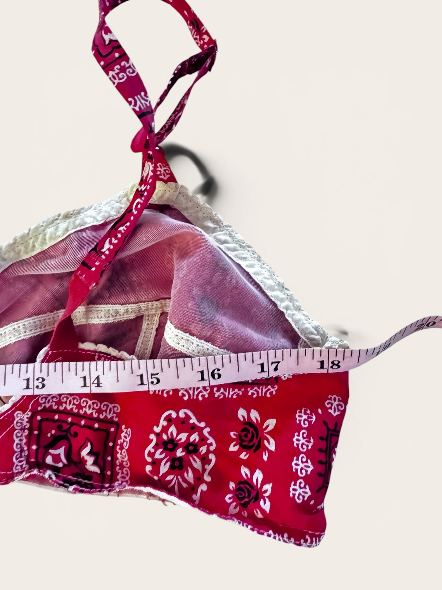 Vintage 1970s Red Bandana Print Bralette Bra