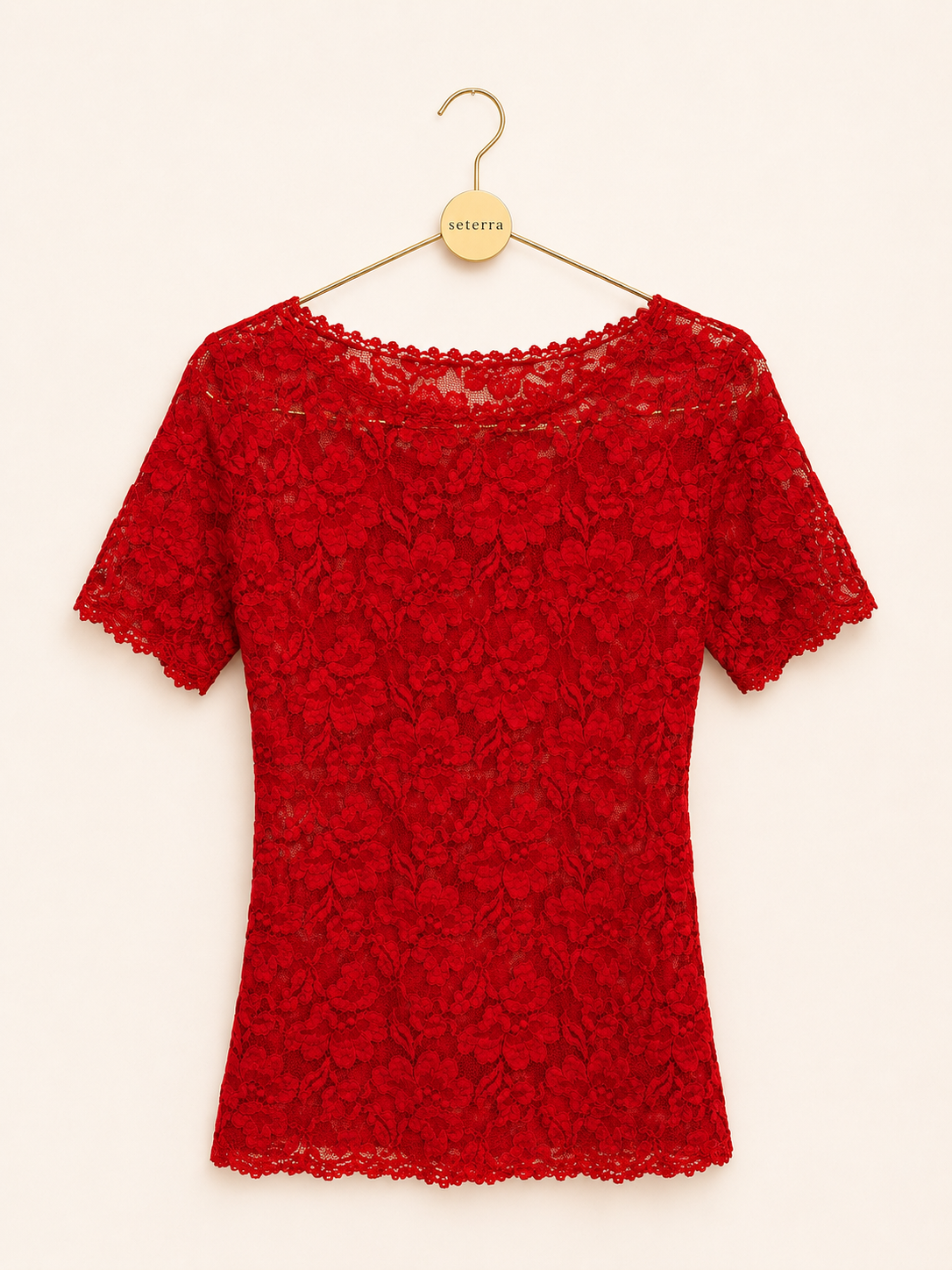 Vintage Y2K De La Rose Scarlet Floral Lace Top – Deadstock Sheer Romantic Blouse