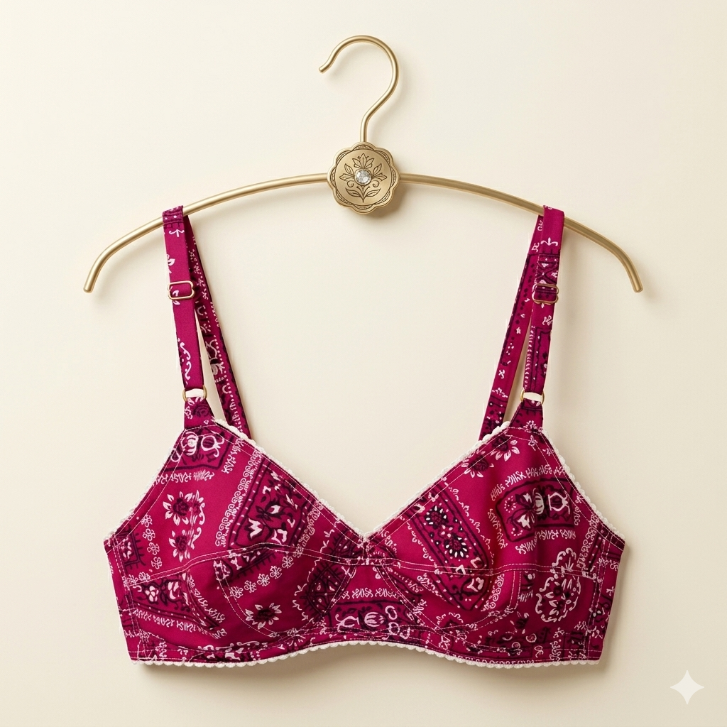 Vintage 1970s Red Bandana Print Bralette Bra