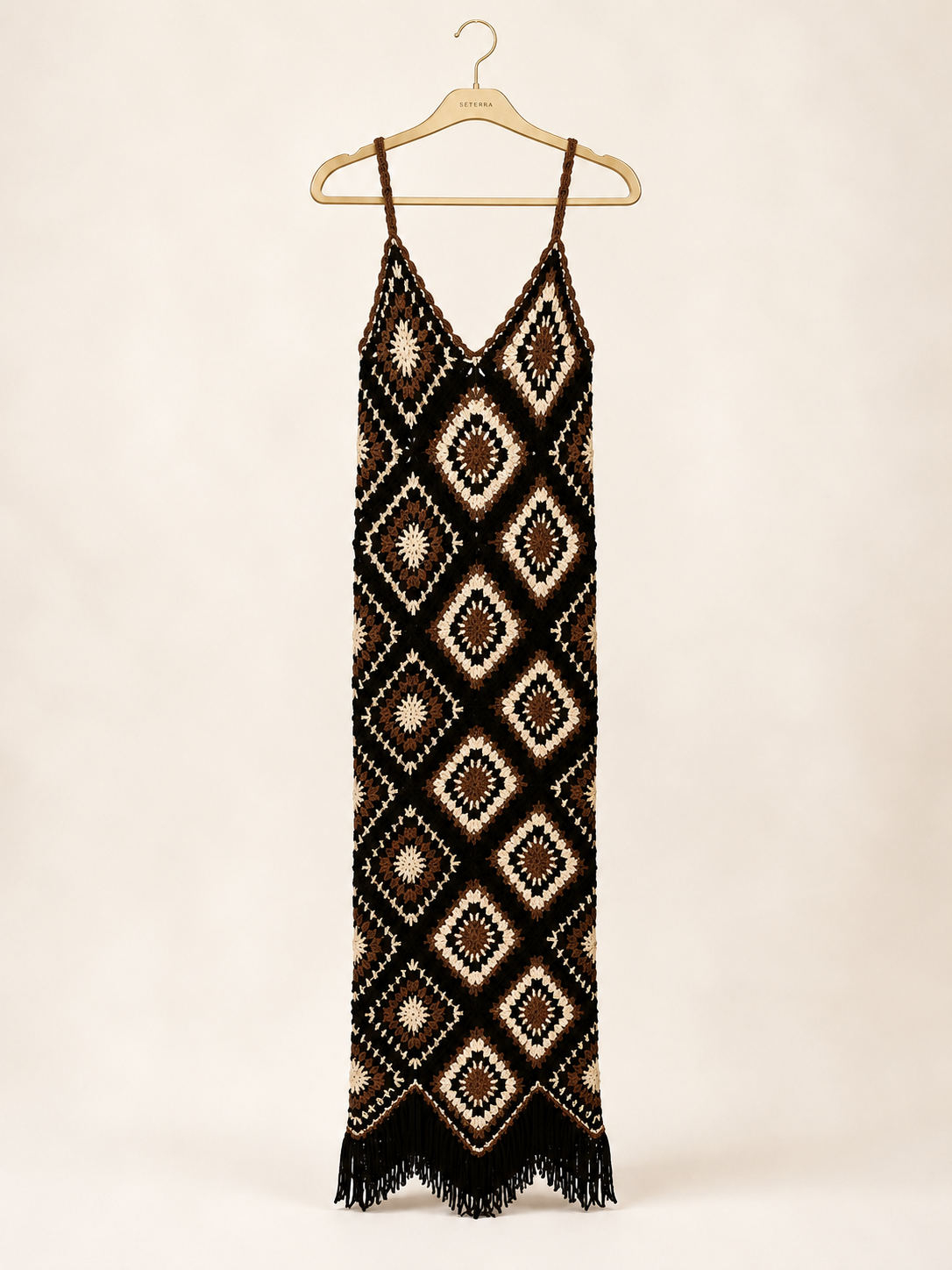 Elan Crochet Granny Square Maxi Dress | Boho Festival Knit Dress