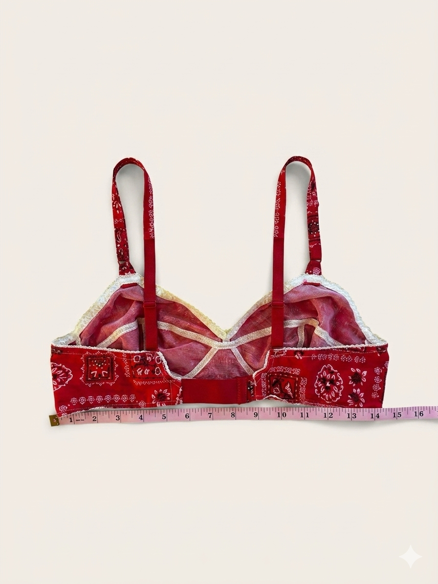 Vintage 1970s Red Bandana Print Bralette Bra