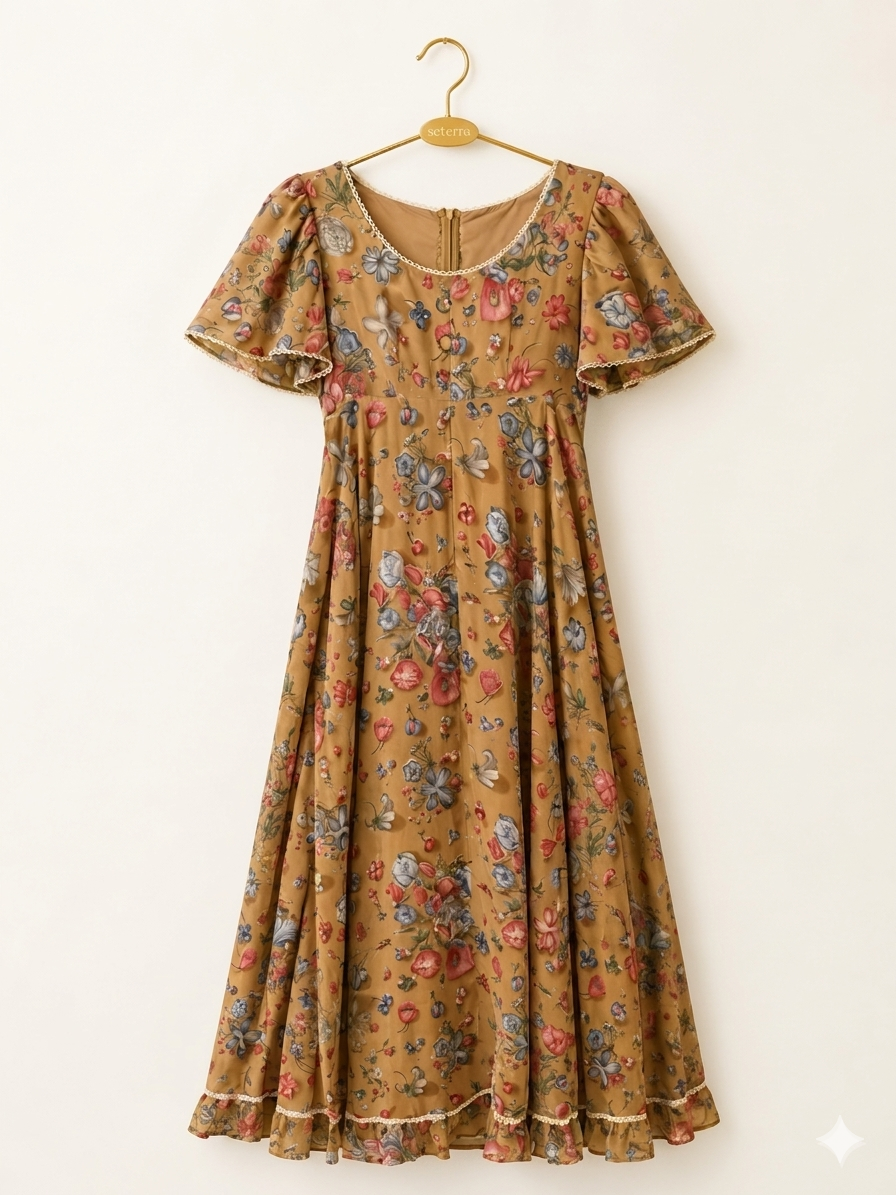 Vintage Romantic Floral Prairie Dress