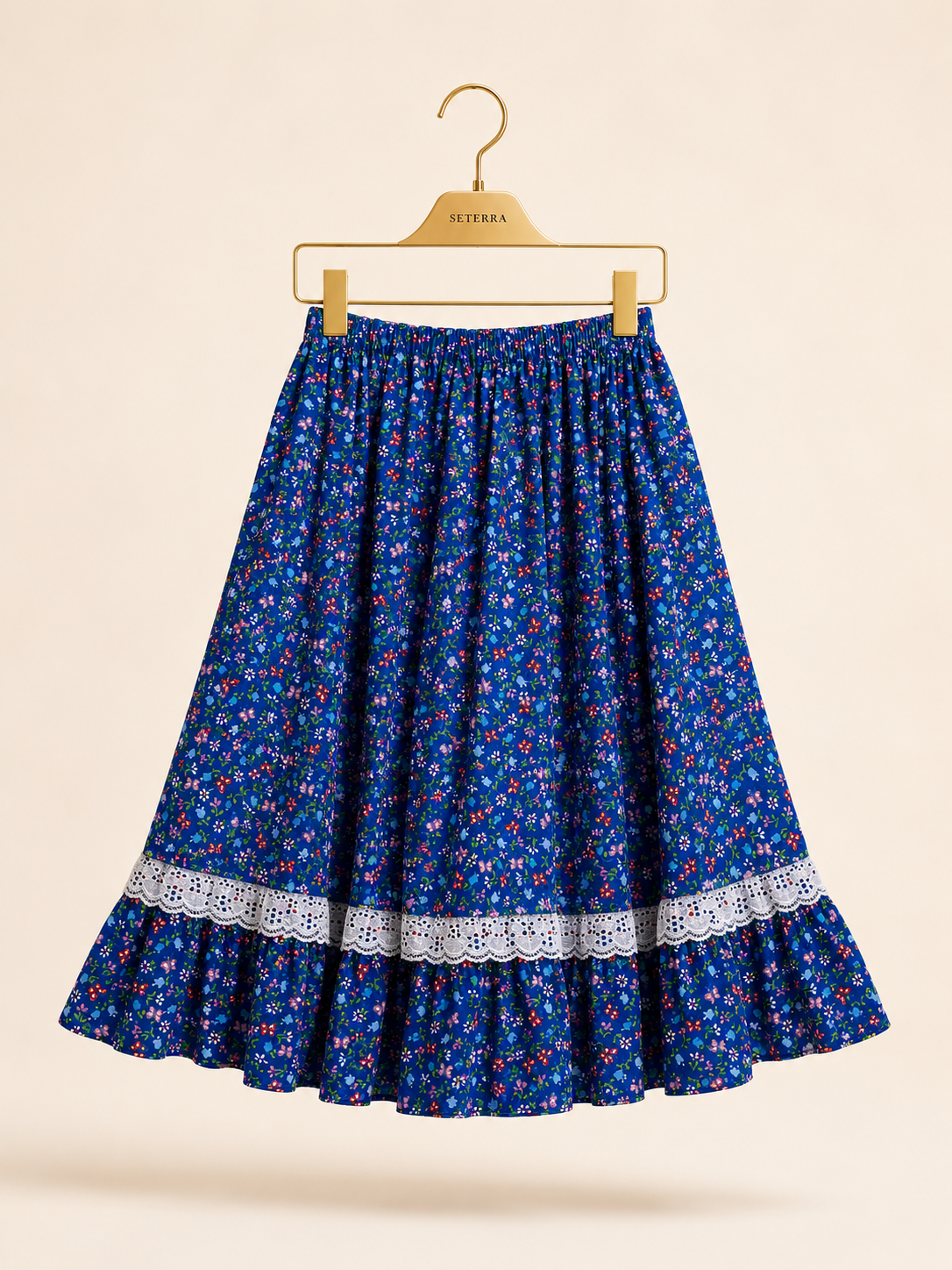 | Coming Soon | Vintage Prairie Floral Skirt with Lace Trim
