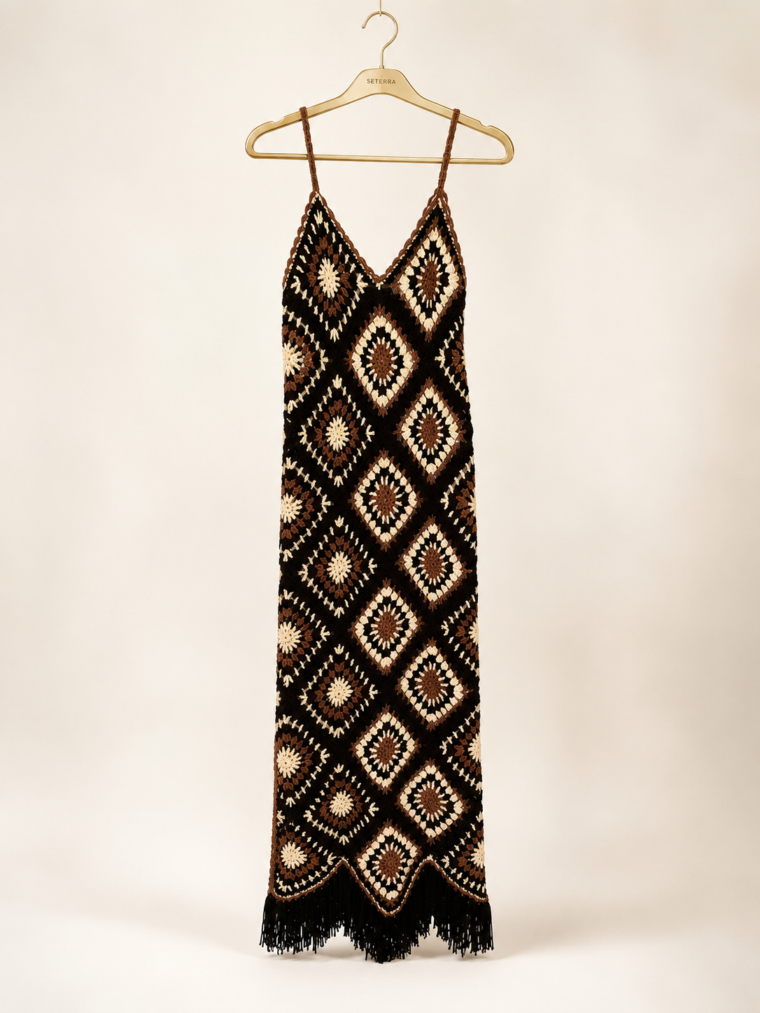 Elan Crochet Granny Square Maxi Dress | Boho Festival Knit Dress