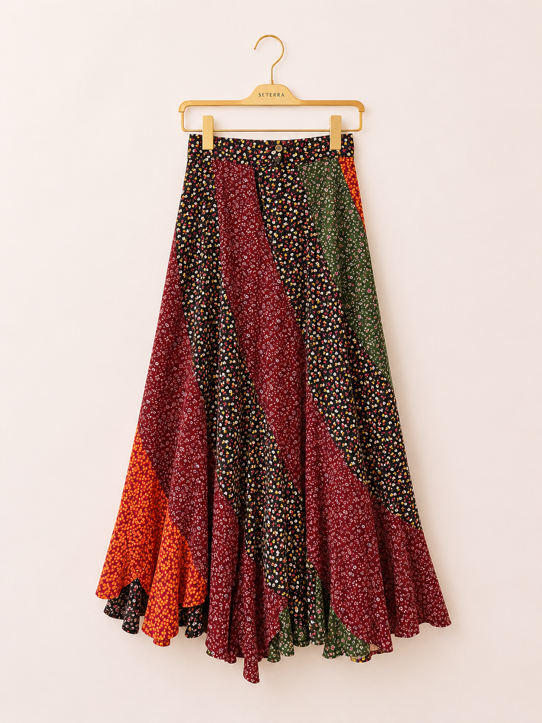 Vintage Patchwork Prairie Maxi Skirt