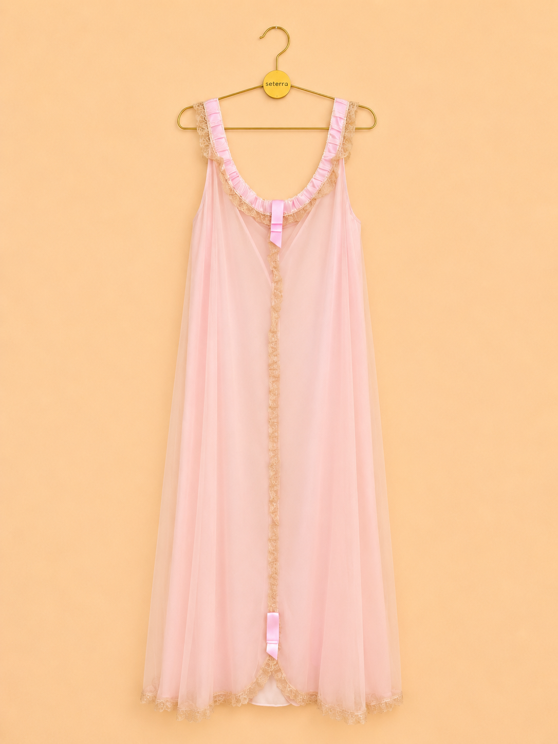 Vintage Odette Barsa Pink Lace Peignoir Set | 1960s 70s Deadstock Lingerie |