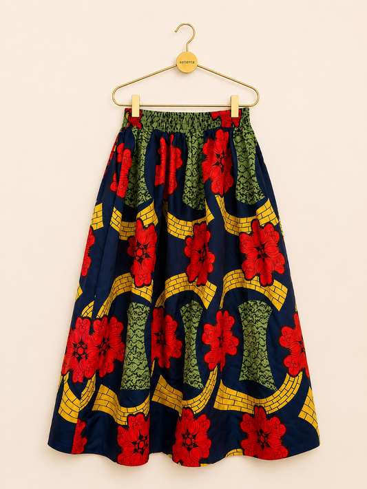 Vintage Bold Floral Maxi Skirt – Graphic 70s Statement Print