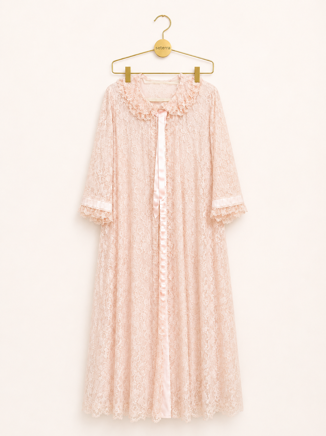 Vintage Odette Barsa Pink Lace Peignoir Set | 1960s 70s Deadstock Lingerie |