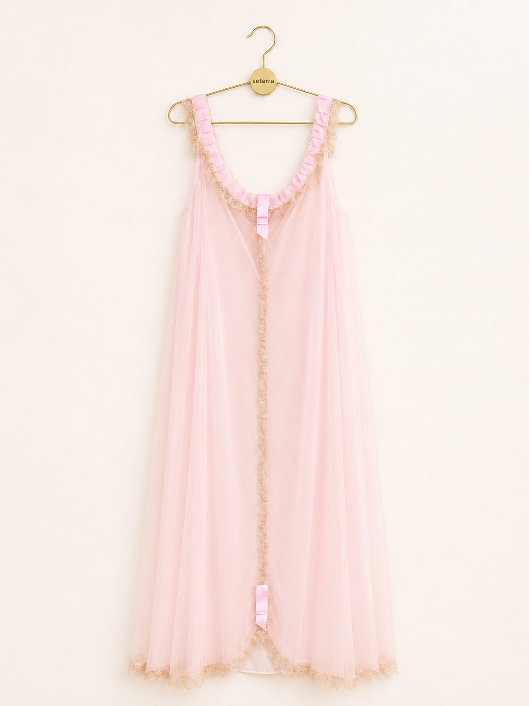Vintage Odette Barsa Pink Lace Peignoir Set | 1960s 70s Deadstock Lingerie |