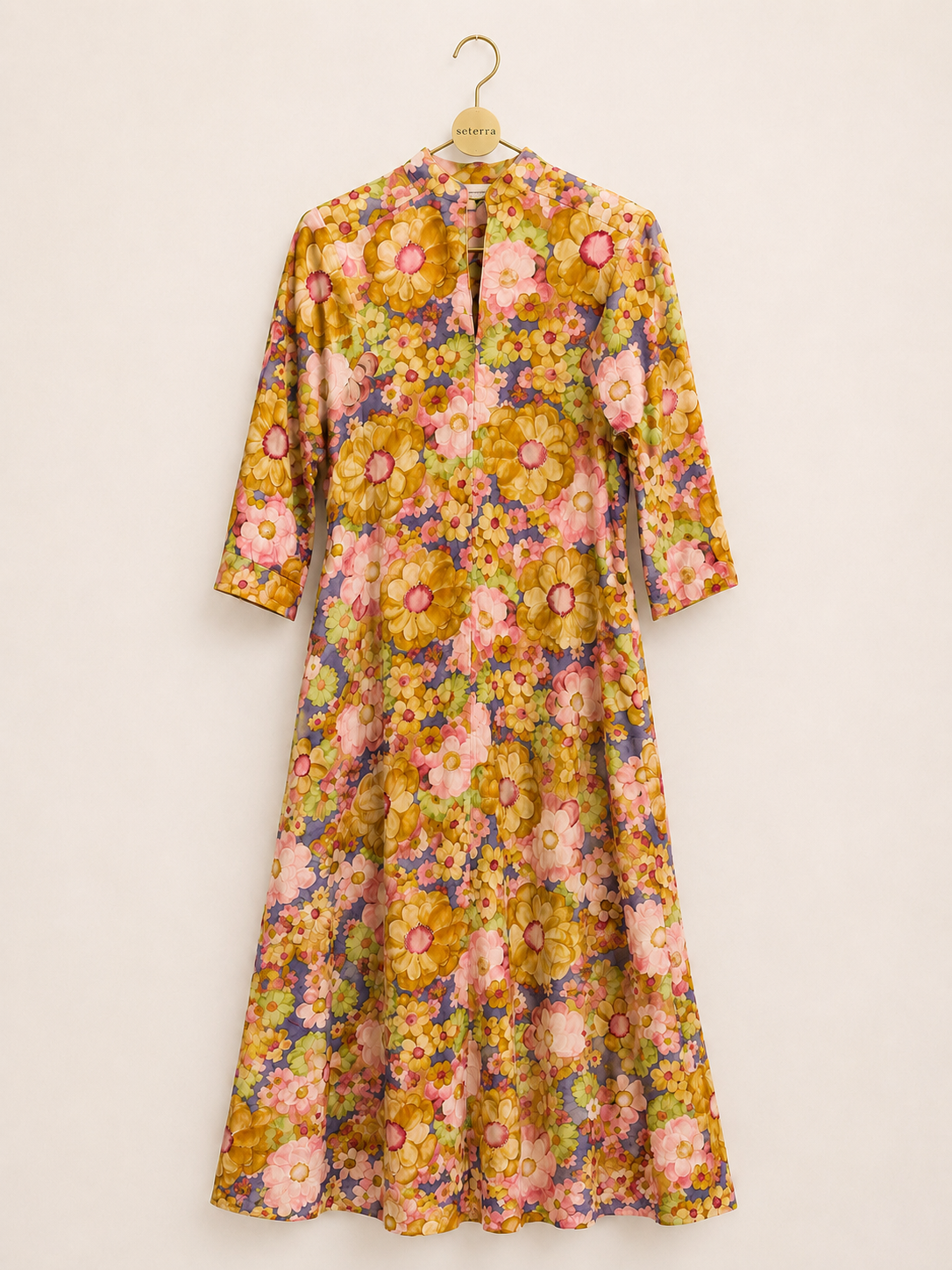 Vintage 1960s/70s Stella Paqin Psychedelic Floral Shift Dress – Bold Mod Garden Print