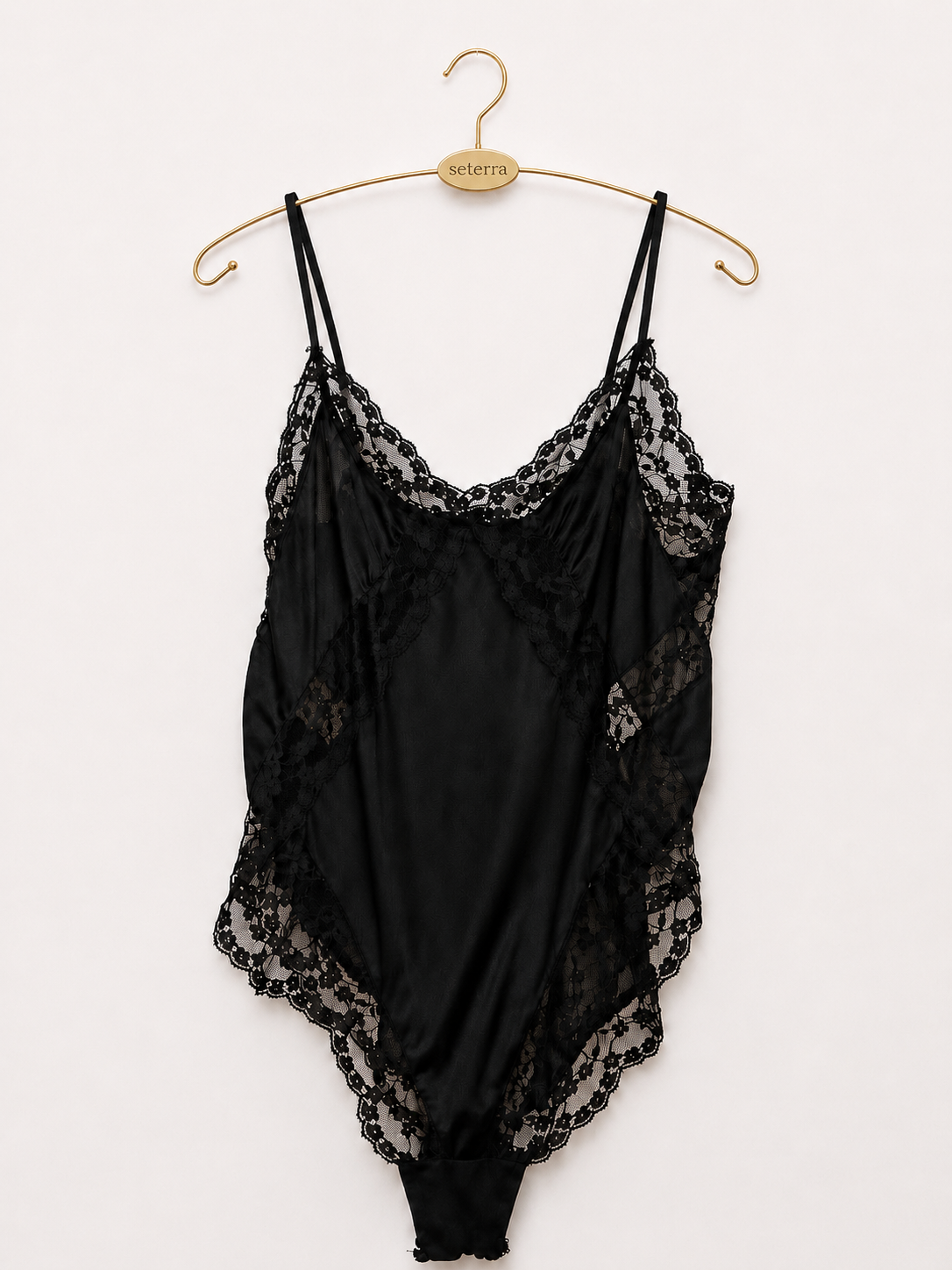 Vintage Victoria’s Secret Black Lace Satin Teddy Bodysuit - Deadstock NWT; Size Large