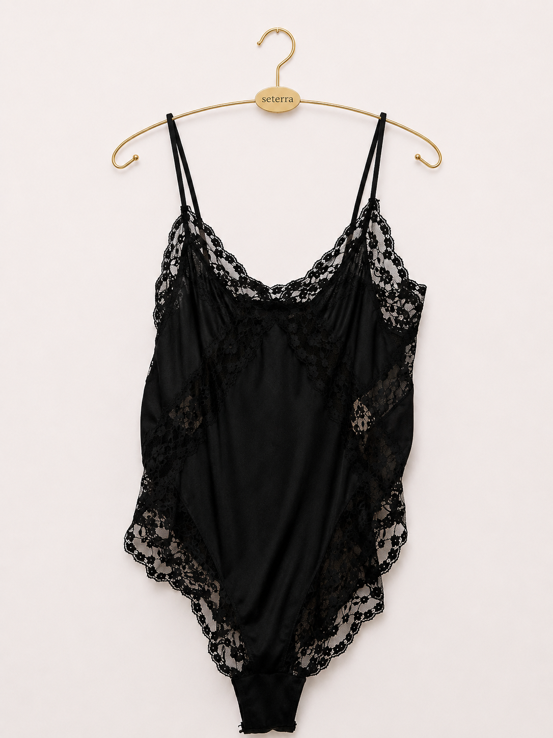 Vintage Victoria’s Secret Black Lace Satin Teddy Bodysuit - Deadstock NWT; Size Large