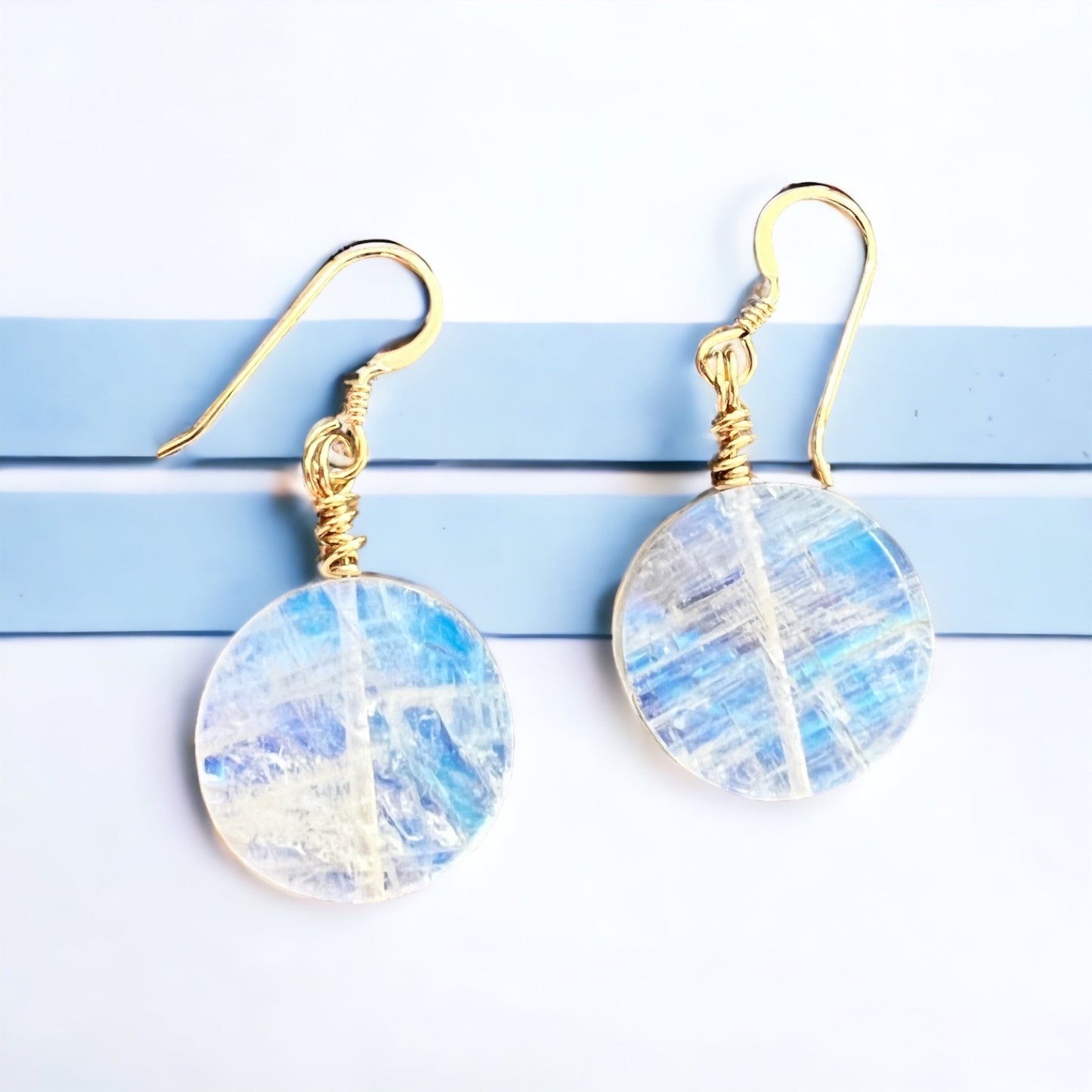 14k Gold-Filled Moonstone Disc Earrings